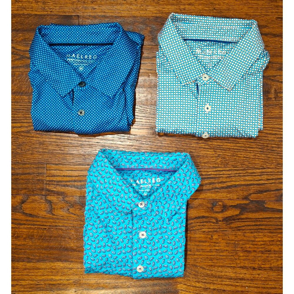 Lot of 3 Maelreg Performance Polo Shirts Men's Size Medium